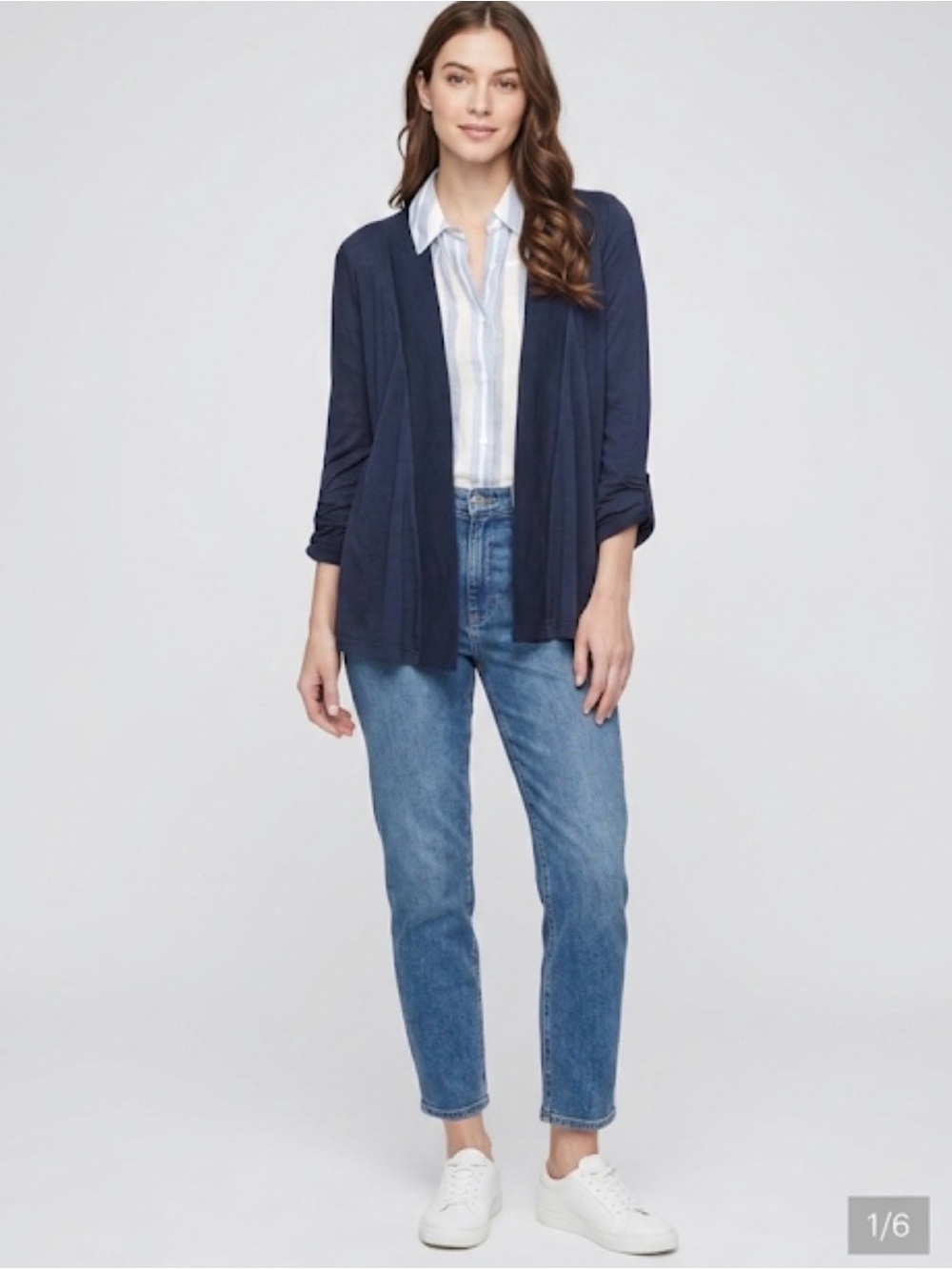 Splendid Navy Knit Cardigan - Super Soft Long Sleeve Layer Drape Coastal - Picture 1 of 7